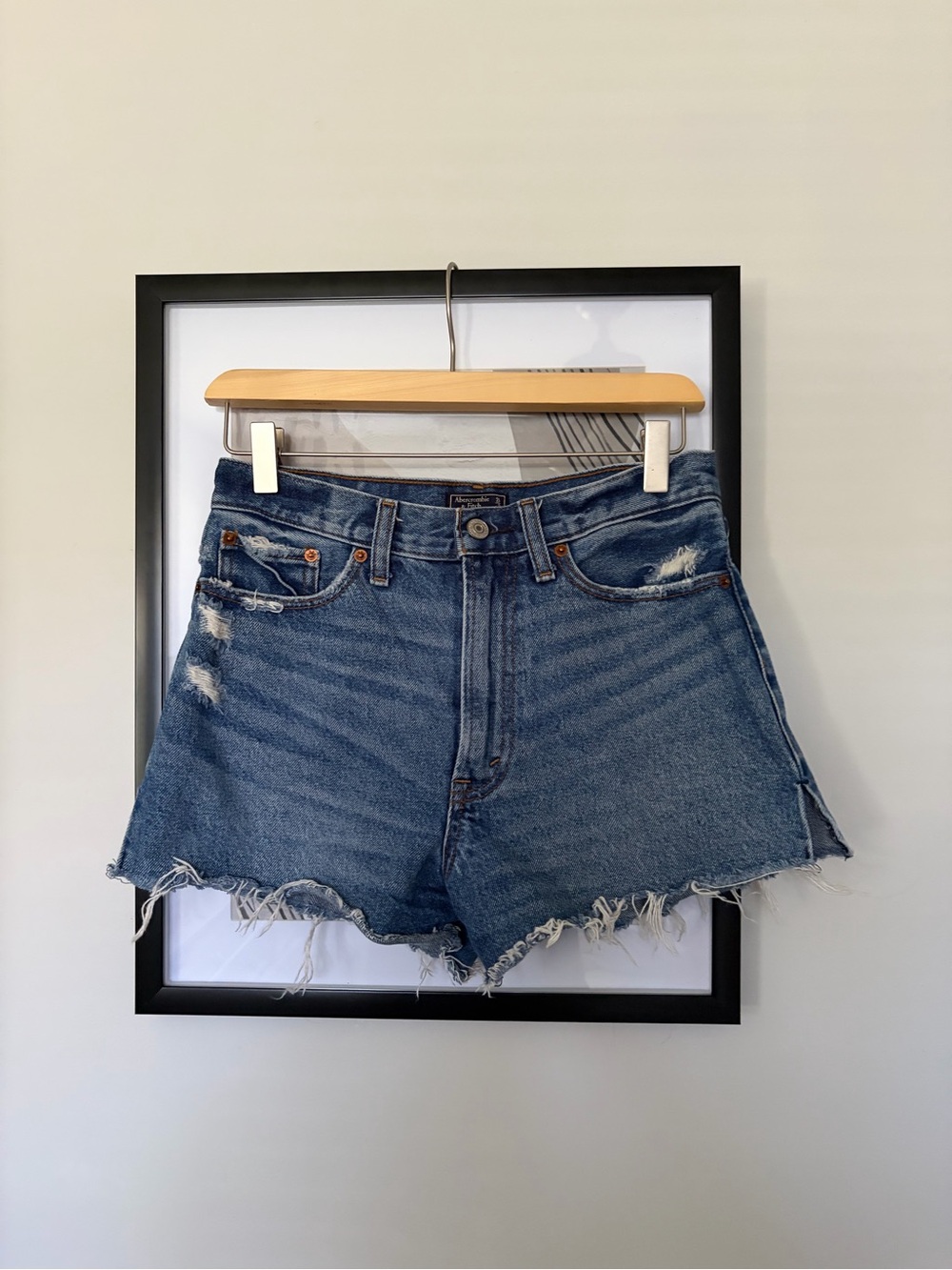 Abercrombie & Fitch Distressed Mid-Blue Denim Shorts